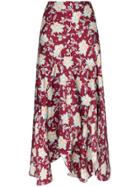 Chloé Floral Print Midi Skirt - Red