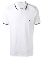 Fay Contrast Trim Logo Embroidered Polo Shirt, Men's, Size: Large, White, Cotton/spandex/elastane