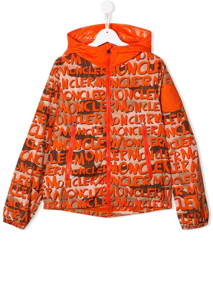 Moncler Kids Logo Print Jacket - Orange