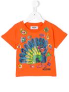 Moschino Kids Peacock Print T-shirt, Girl's, Size: 8 Yrs, Yellow/orange