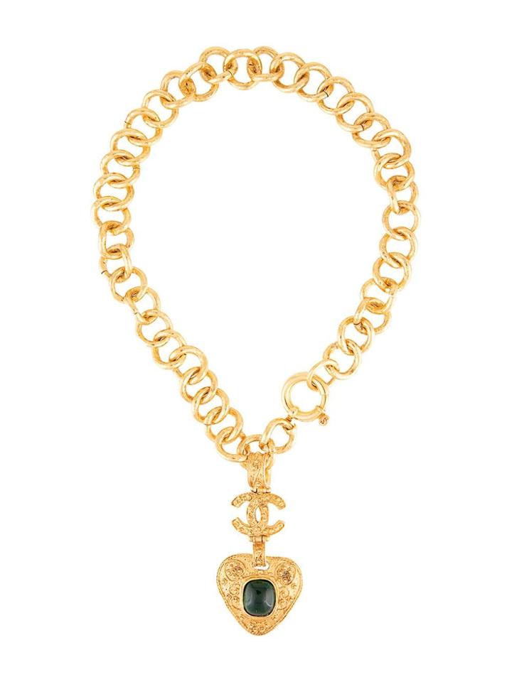Chanel Vintage Triangle Gripoix Necklace - Gold