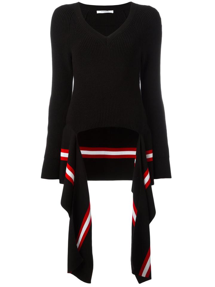 Givenchy Draped Hem Knitted Jumper, Women's, Size: Medium, Black, Cotton/polyamide/spandex/elastane