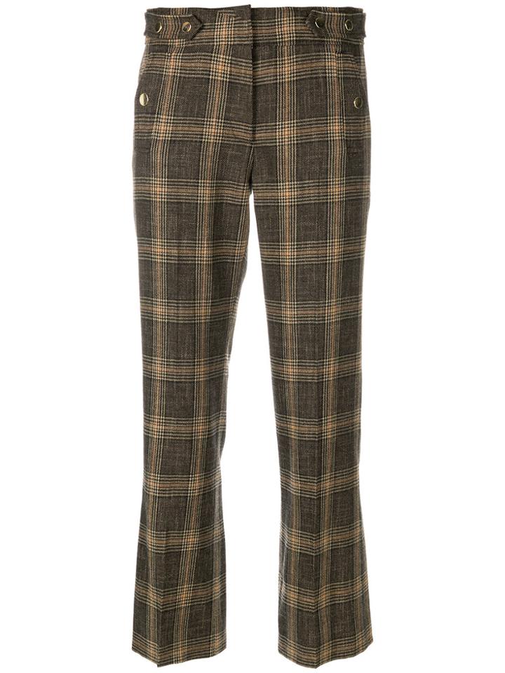 Vanessa Bruno Checked Cropped Trousers - Brown