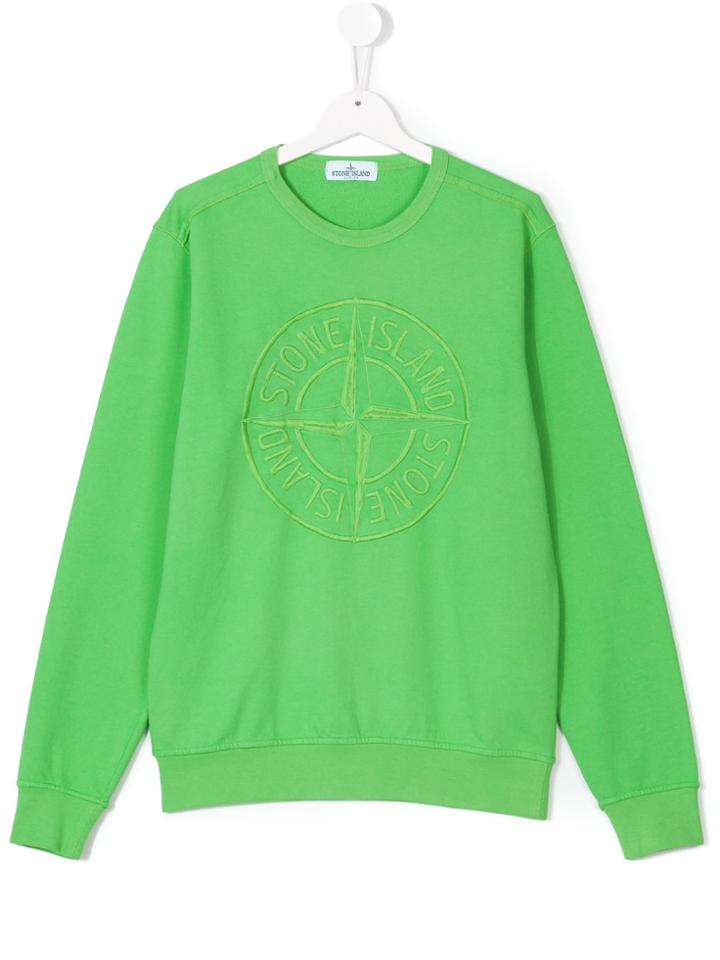 Stone Island Junior Logo Embroidered Sweatshirt - Green