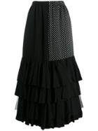 Junya Watanabe Contrast Panel Ruffle Skirt - Black