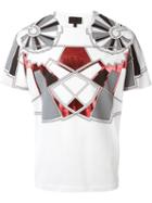 Les Hommes Geometric Print T-shirt, Men's, Size: L, White, Cotton