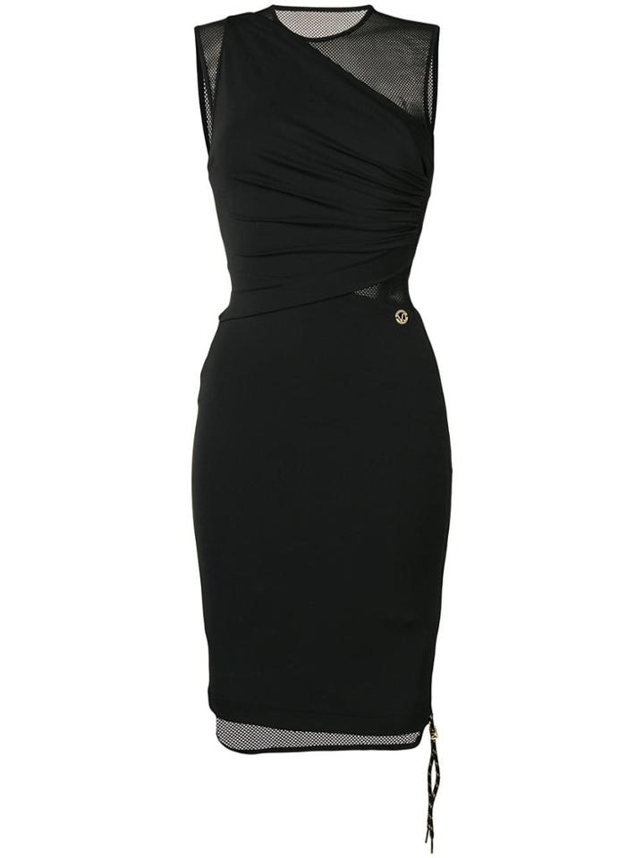 Versace Jeans Contrast Panel Ruched Dress - Black