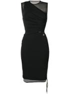 Versace Jeans Contrast Panel Ruched Dress - Black
