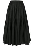 Yves Saint Laurent Vintage Pleated Midi Skirt - Black
