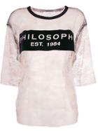 Philosophy Di Lorenzo Serafini Lace Logo T-shirt - Pink & Purple