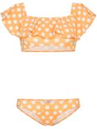 Lisa Marie Fernandez Mira Polka Dot Print Flounce Bikini - Yellow &