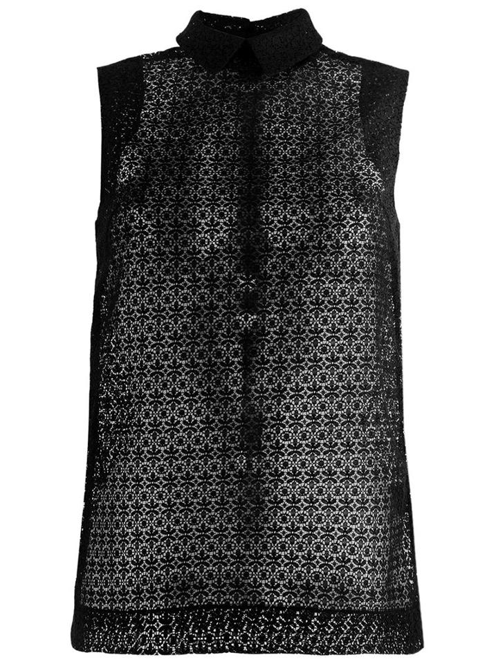 Simone Rocha Macramé Collared Top, Women's, Size: 6, Black, Polyester