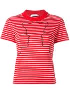 Vivetta Embroidered Striped T-shirt, Women's, Size: 42, Red, Cotton