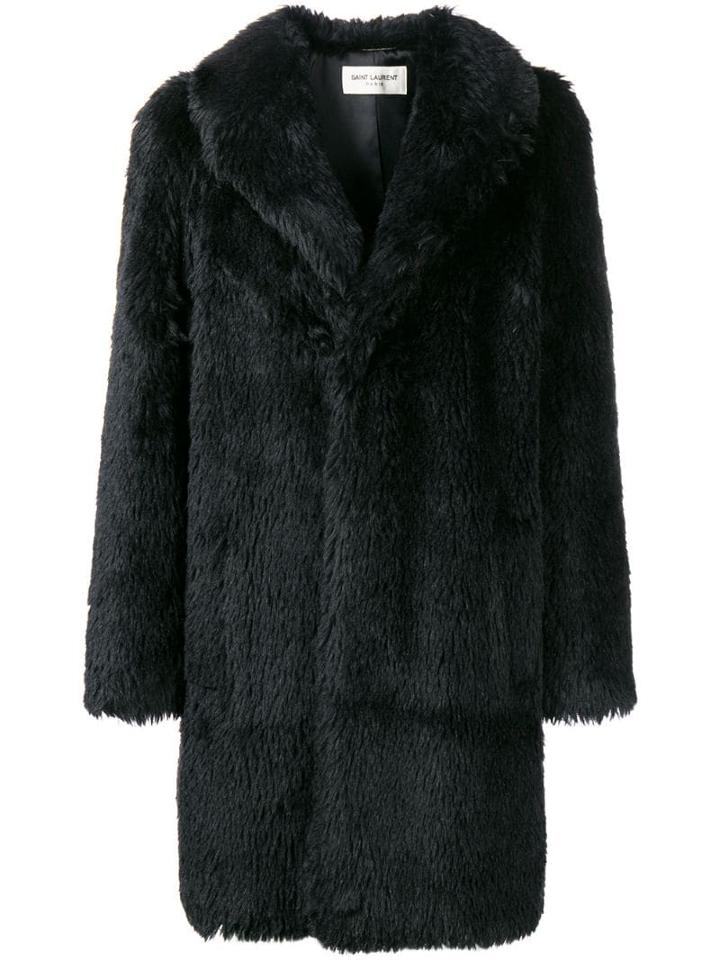 Saint Laurent Faux Fur Coat - Black