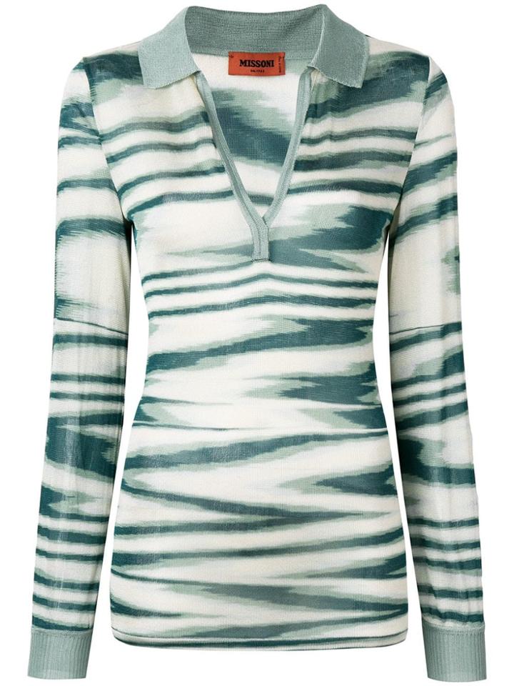 Missoni Printed V-neck Polo Shirt - Green