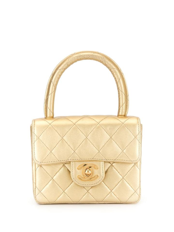 Chanel Pre-owned Quilted Cc Logos Mini Hand Bag - Gold