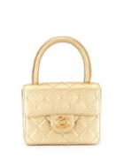Chanel Pre-owned Quilted Cc Logos Mini Hand Bag - Gold
