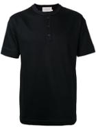 Factotum - Button Neck T-shirt - Men - Cotton - 44, Black, Cotton