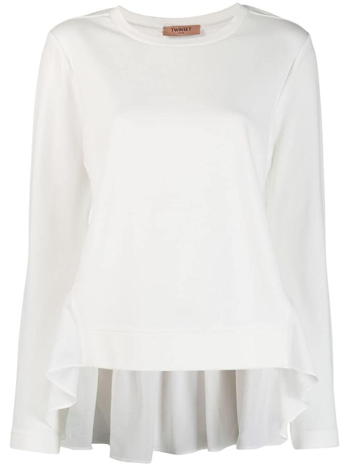 Twin-set Asymmetric Frill Blouse - White