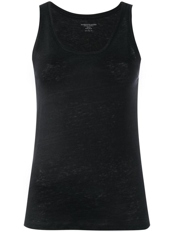 Majestic Filatures - Round Neck Vest - Women - Linen/flax - 3, Black, Linen/flax