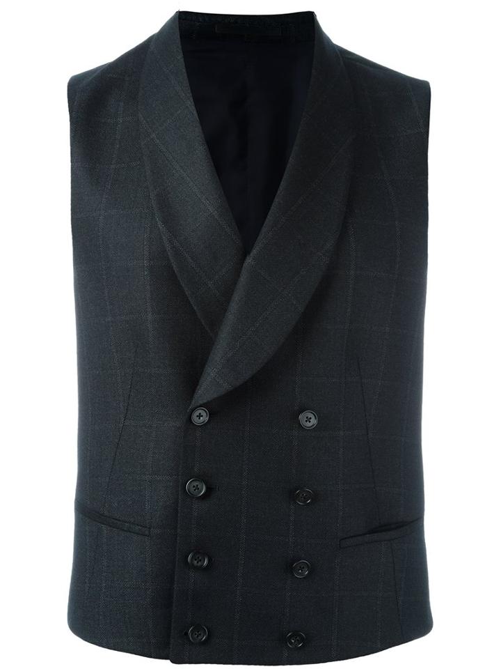 Z Zegna Double Breasted Waistcoat, Men's, Size: 50, Grey, Cupro/wool