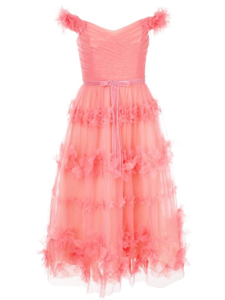 Marchesa Notte Floral Layer Dress - Pink