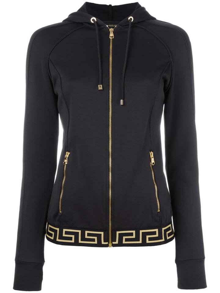 Versace Greca Band Hoodie, Women's, Size: 4, Black, Cotton/polyamide