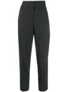 Pinko Cropped High-waist Plaid Trousers - Grey