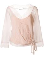 Alberta Ferretti Wrap Style Ballerina Blouse - Pink & Purple