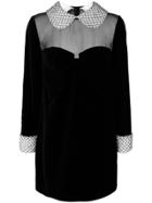 Tom Ford Embellished Trim Velvet Shift Dress - Black