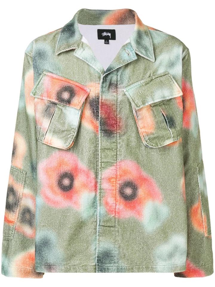 Stussy Velveteen Floral Shirt - Green