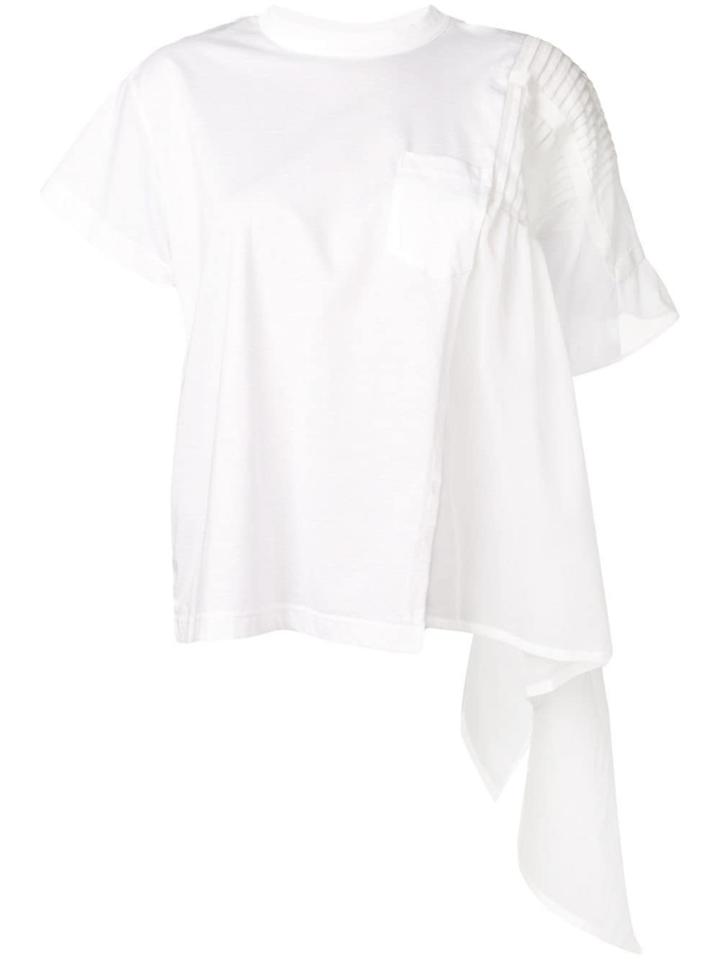 Sacai Pleated Asymmetric T-shirt - White