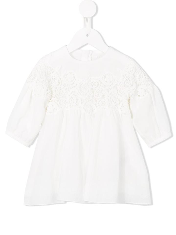 Chloé Kids Crochet Panel Dress, Toddler Girl's, Size: 12 Mth, White