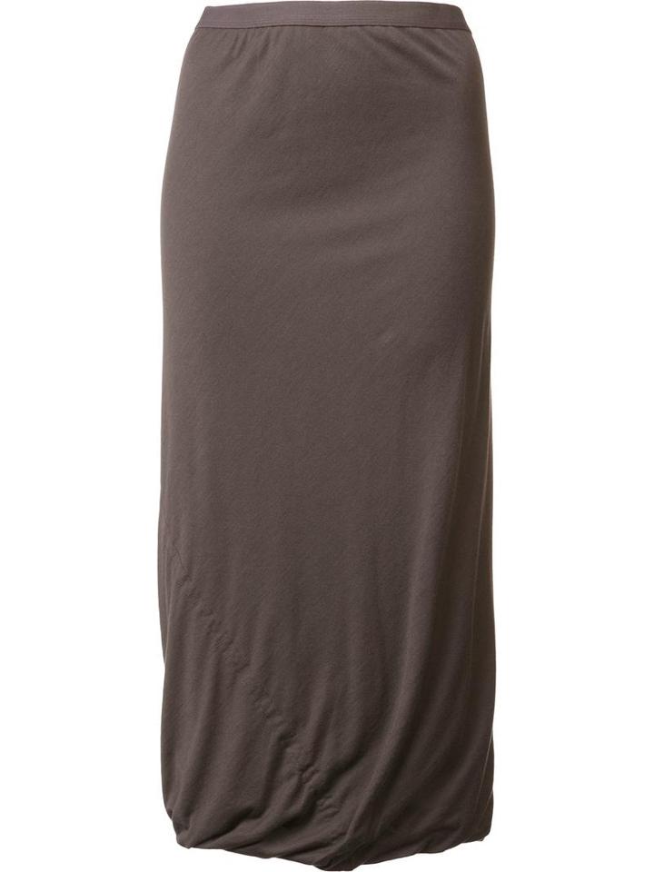 Rick Owens Lilies Draped Long Skirt, Women's, Size: Medium, Grey, Cotton/polyamide/viscose