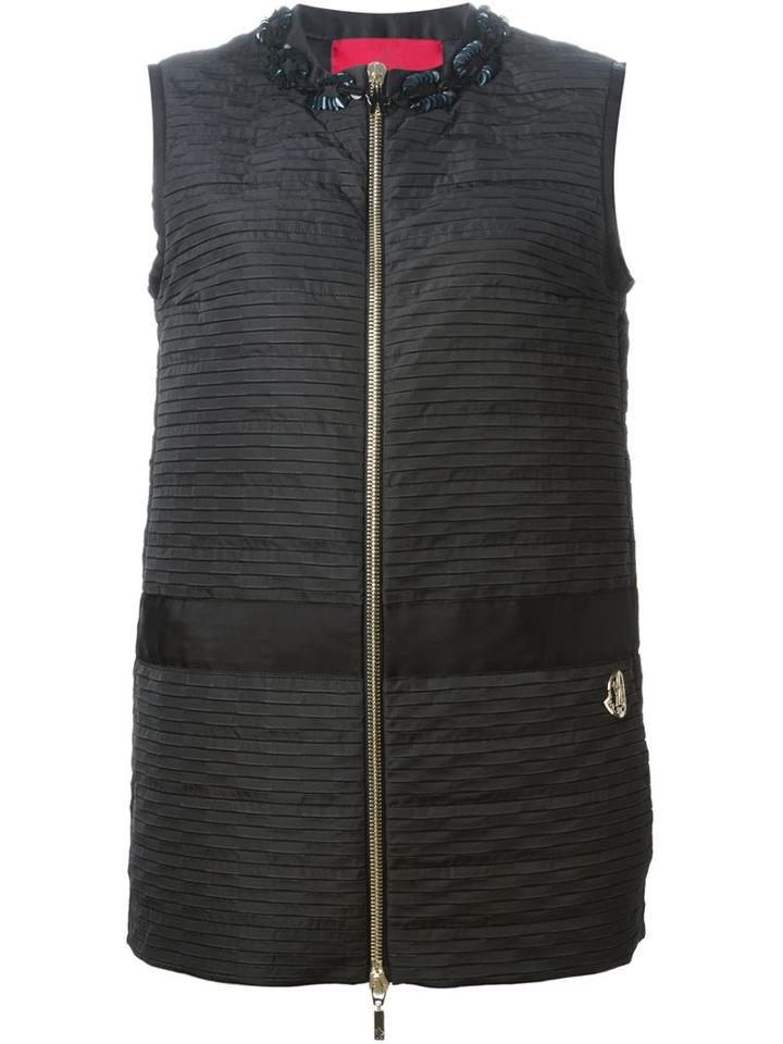 Moncler Gamme Rouge Embellished Neckline Gilet