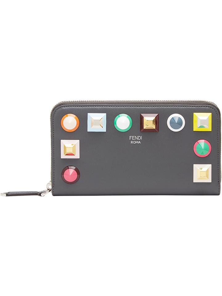 Fendi Geometric Stud Wallet - Grey