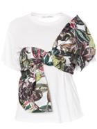 Oscar De La Renta Jungle Print Tie Front T-shirt - White