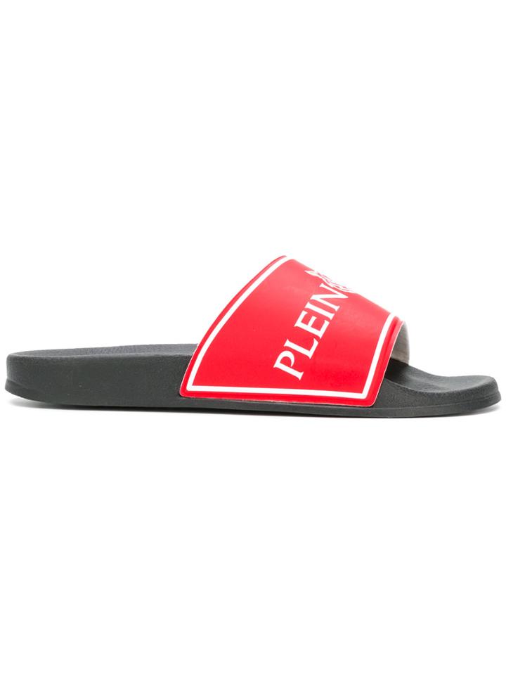Plein Sport Logo Print Slides - Red