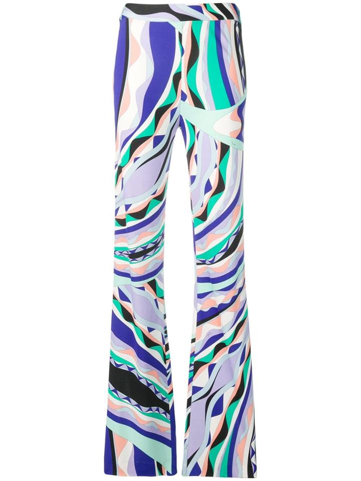 Emilio Pucci Burle Print Flared Trousers - Blue