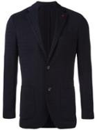Lardini Floral Detail Blazer, Men's, Size: 52, Blue, Nylon/polyester/spandex/elastane/wool