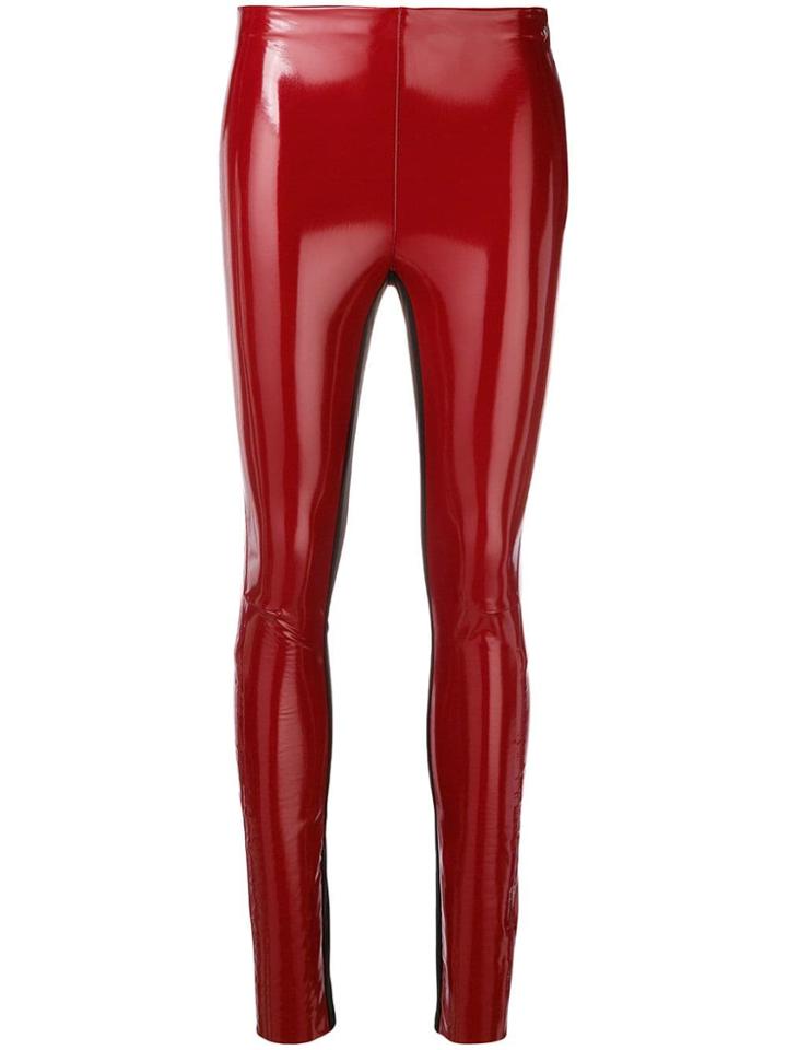 Karl Lagerfeld Faux Patent Leather Leggings - Red
