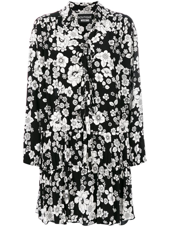 Boutique Moschino Floral Printed Long Sleeved Dress - Black