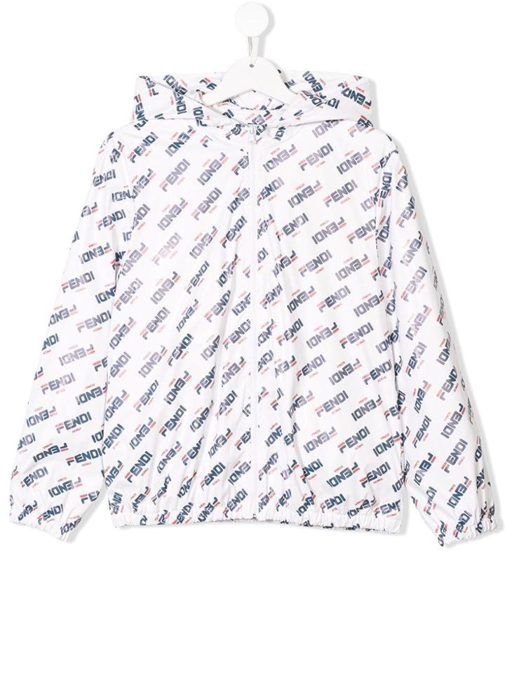 Fendi Kids Logo Hooded Jacket - White