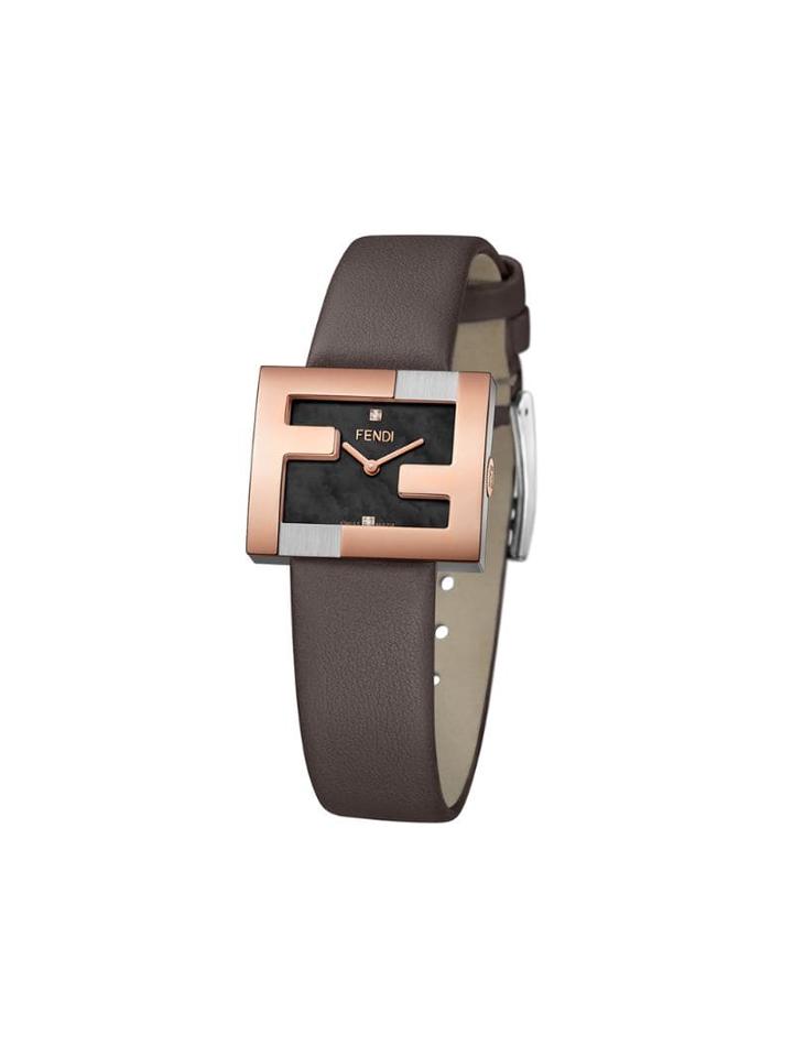 Fendi Ff Logo Embellished Watch - Black