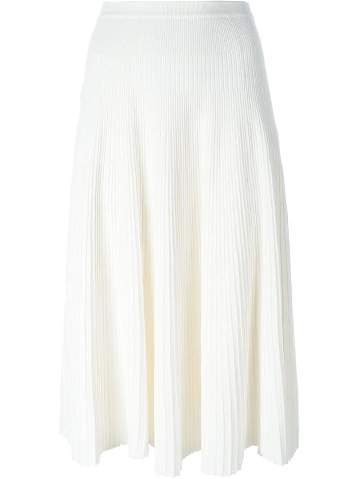 Cédric Charlier Ribbed Midi Skirt, Women's, Size: 42, White, Rayon/polyester