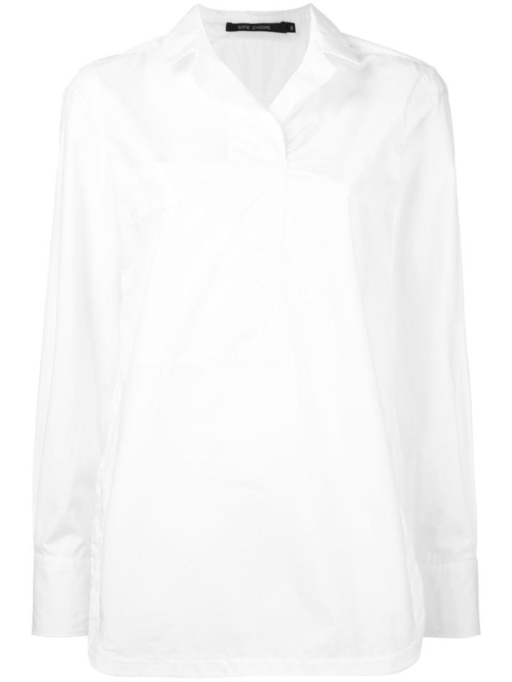 Sofie D'hoore Round-hem Blouse With Collar, Women's, Size: 38, White, Cotton