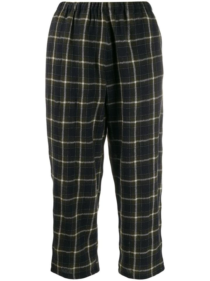 Apuntob Checked Wool Trousers - Blue