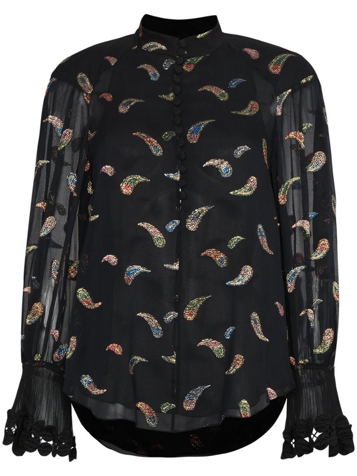Chloé Paisley Silk Blend Blouse - Black