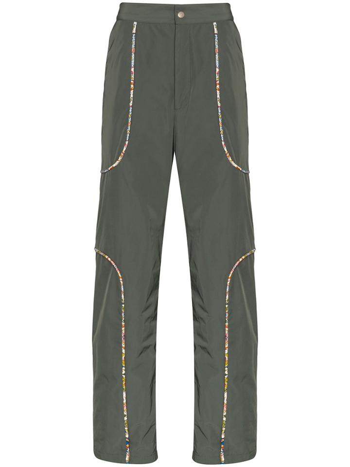 Paria Farzaneh Contrast Piped Straight-leg Trousers - Green