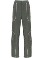 Paria Farzaneh Contrast Piped Straight-leg Trousers - Green